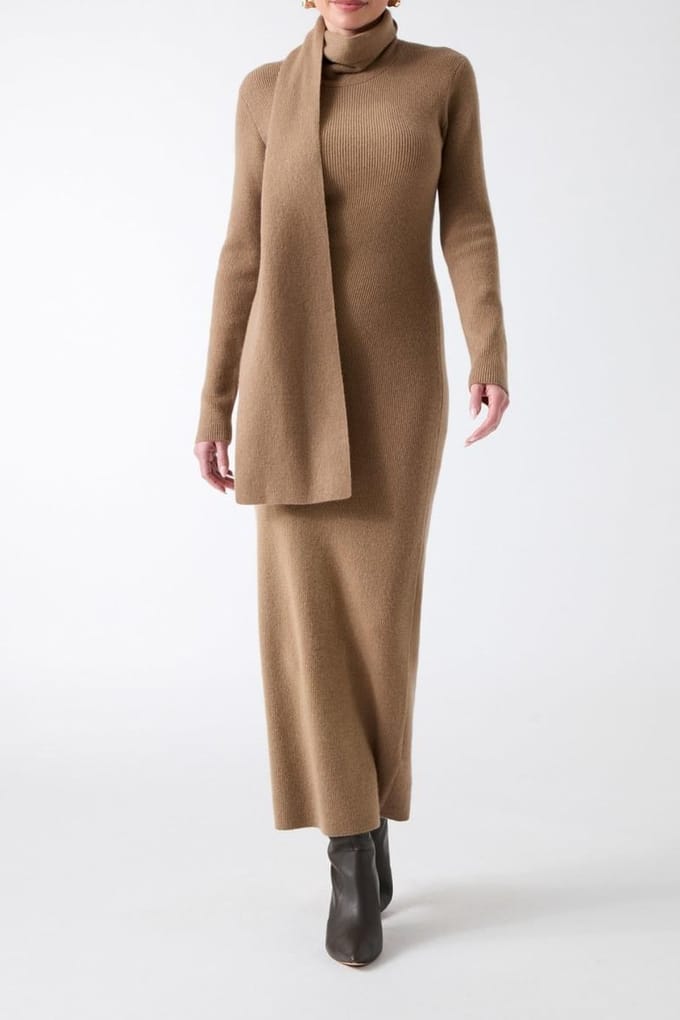 GUESS Sophie Ls Cashmere T Desert Mud Multi Taglia: 48 | Maxi abiti Outlet | Donna