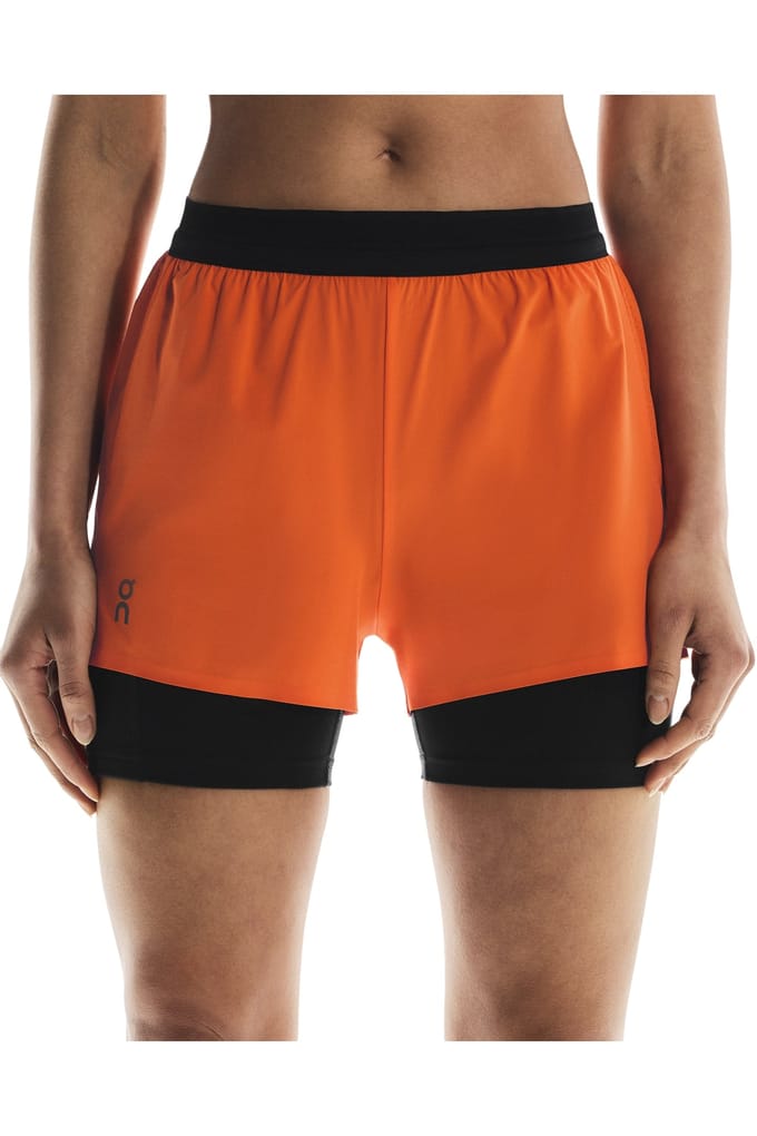 On 3 Performance 2/1 Shorts 1 W Flame | Black Flame | Black Maat: M | Korte Broeken Outlet | Dames | Oranje