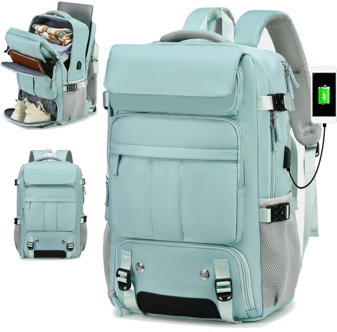 K&R Ventures Laptoprugzak - USB-poort - Mintgroen