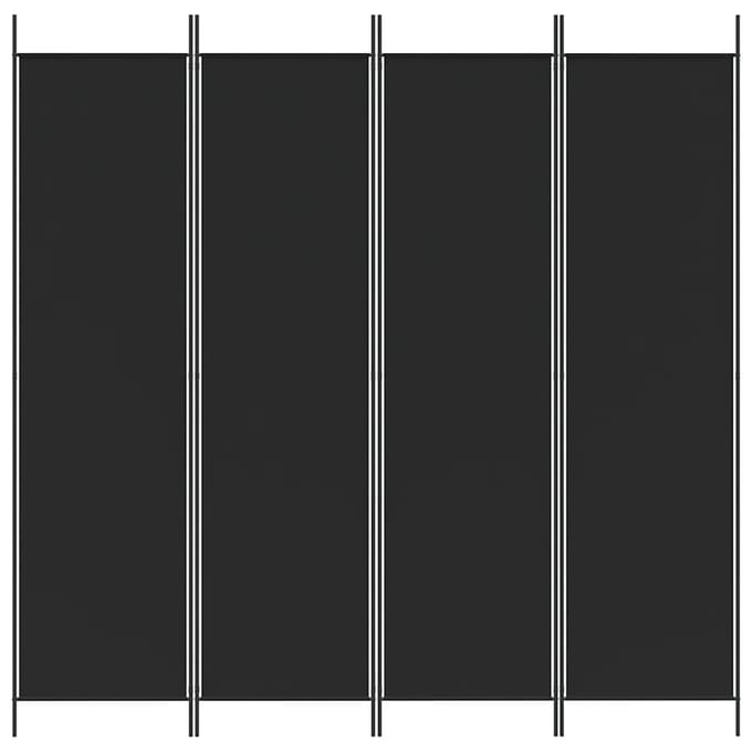 vidaXL - Kamerscherm - met - 4 - panelen - 200x200 - cm - stof - zwart