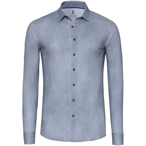 Desoto Overhemd Faux Uni Denim Look Grijs / male