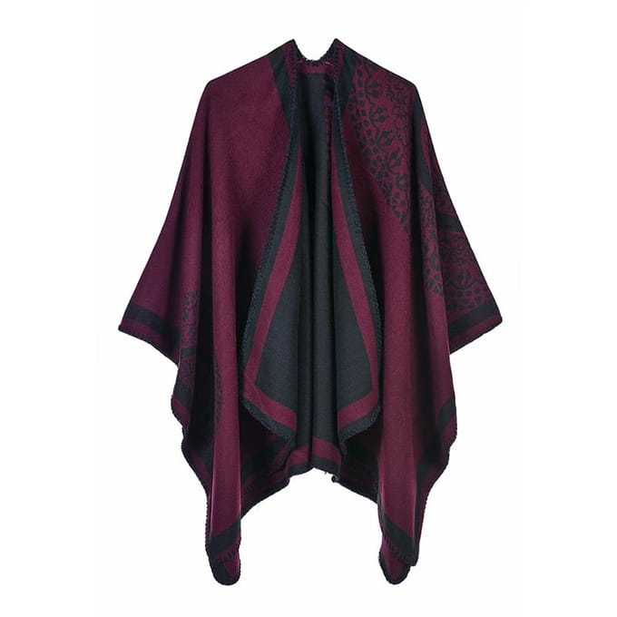 Etnische Vrouwen Sjaal Poncho Kunst Kasjmier Colorblock Tribal Jacquard Waterval Drape Lang Oversized blauw