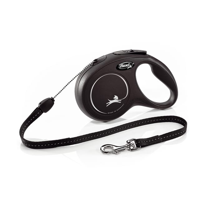Flexi New Classic Koord - Hondenriem - Zwart - S - 8 meter - <12 kg