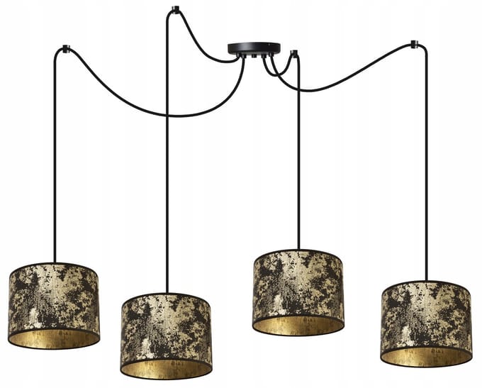 Light-Home WERONA – Hanglamp – 4-lichts – Zwart/Goud – Metalen Constructie – Verstelbare Hoogte