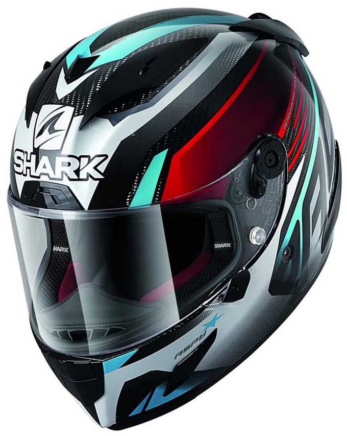 SHARK RACE-R PRO CARBON ASPY Motorhelm Integraalhelm Carbon Rood blauw - Maat S