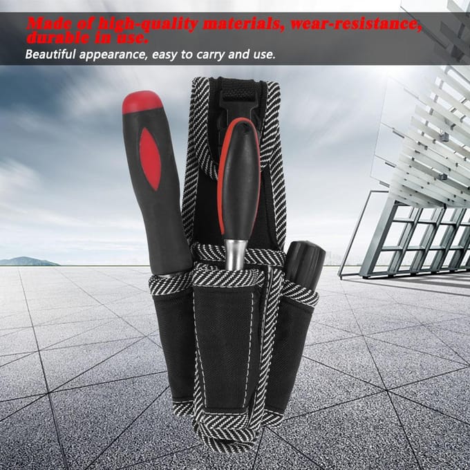 Sac à outils multifonctionnel pour électricien, pochette de taille, support de rangement de ceinture, noir black