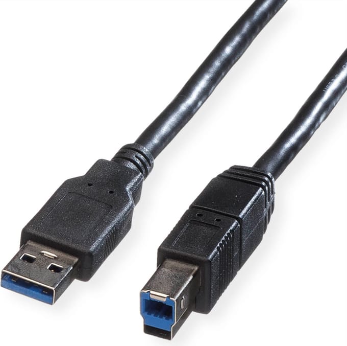 ROLINE USB 3.2 Gen 1 kabel, type A-B, zwart, 0,8 m