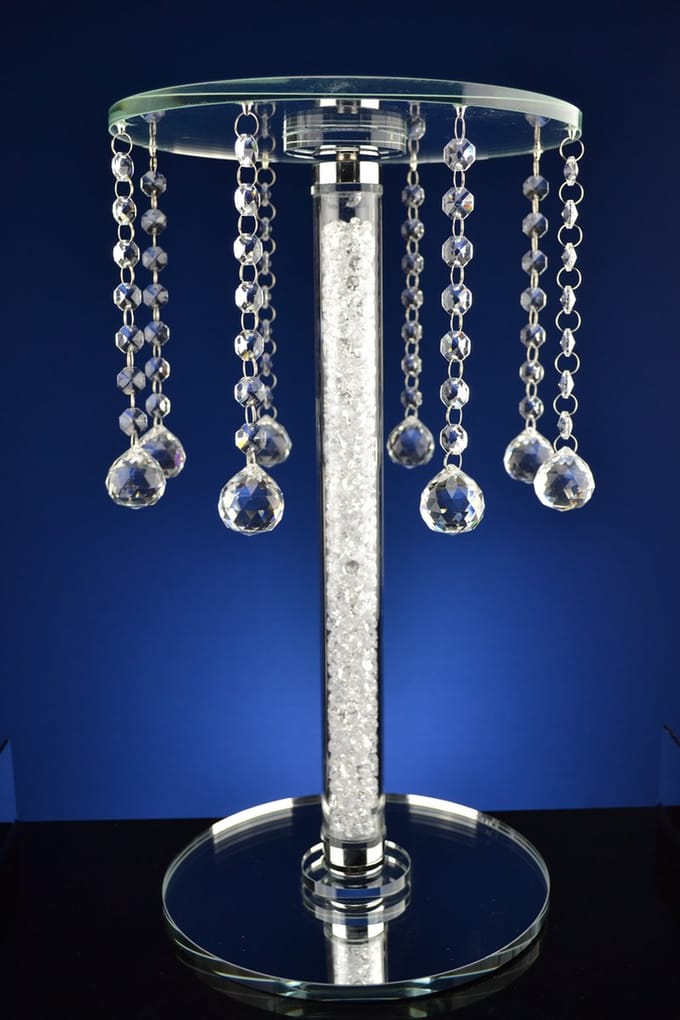 Luxe Kristallen Tafeltje Rond – Met Hangende Druppels – Elegant Design