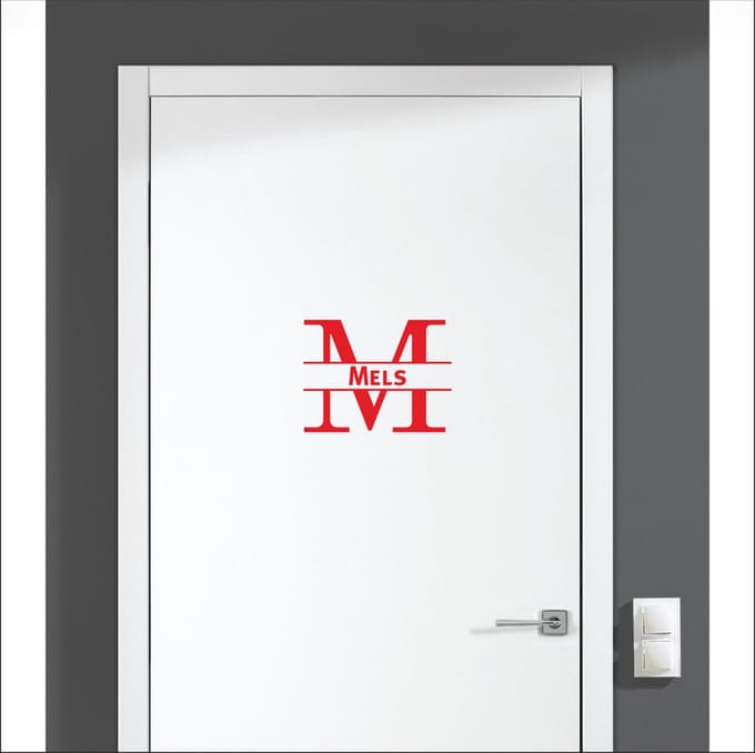 Deursticker Met Naam -  Mels - Rood