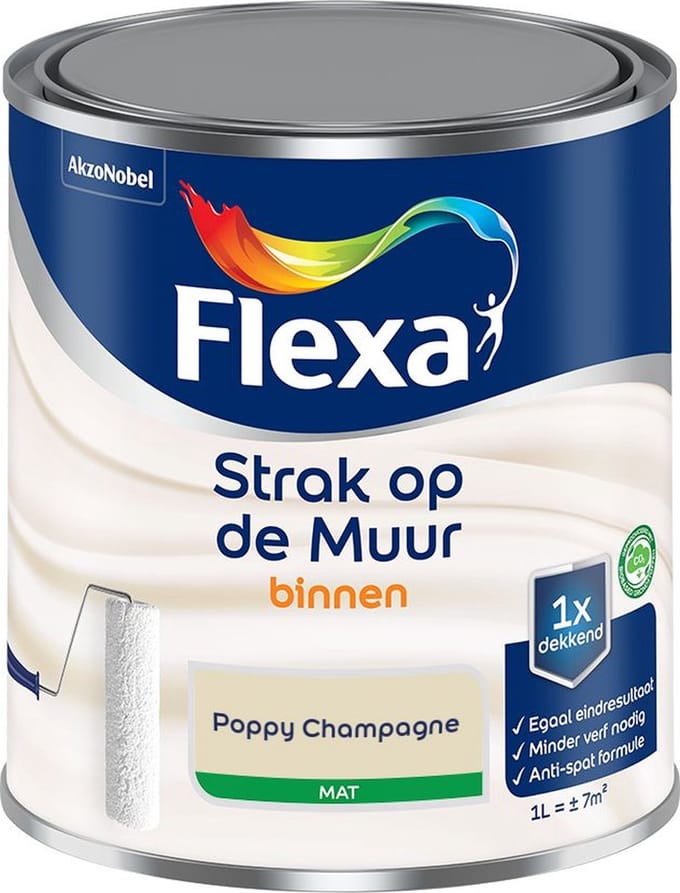 Flexa - Strak Op De Muur Binnen Mat - Poppy Champagne - Mengverf - 1 L
