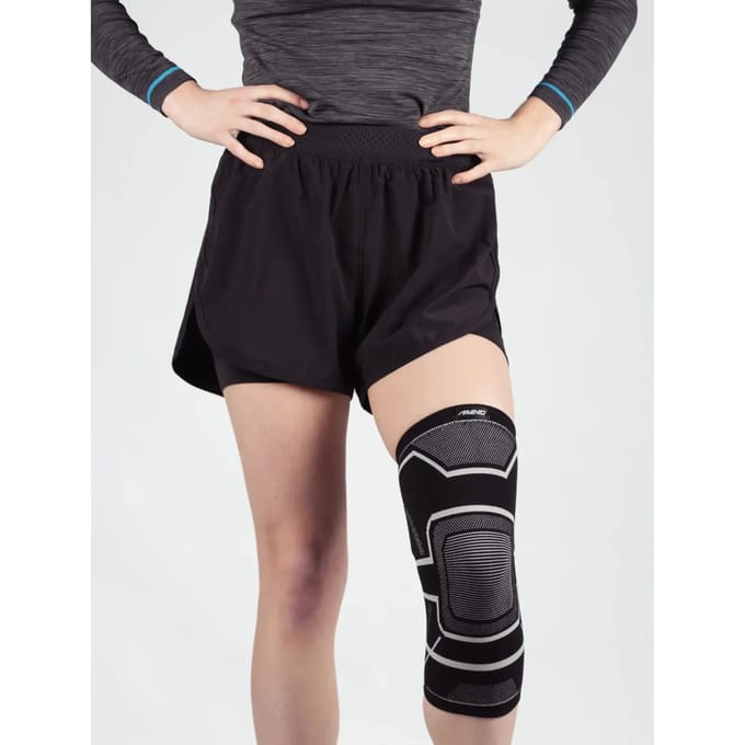 Avento Knie Bandage - Compressie - Zwart/Zilvergrijs - Maat S/M