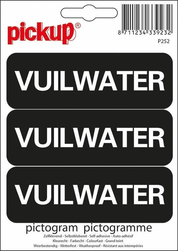 Pickup Pictogram 10x3,3 cm - Vuilwater 3x vuil water