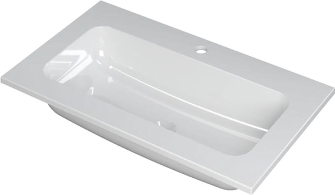INK® Faktor wastafel polystone centraal met 1 kraangat, 80x45x1,5cm, glans wit