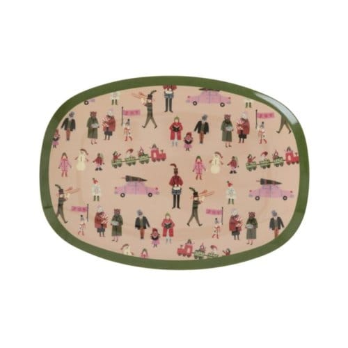 Rice melamine bord rechthoekig kerstprint