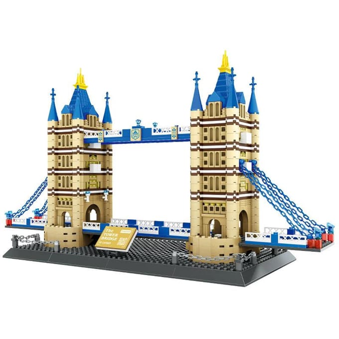 Londen Tower Bridge Bouwstenen 1052 STUKS Wereldberoemde Architectuur Compatibele Stenen Kinderen Assemblage Speelgoed beige