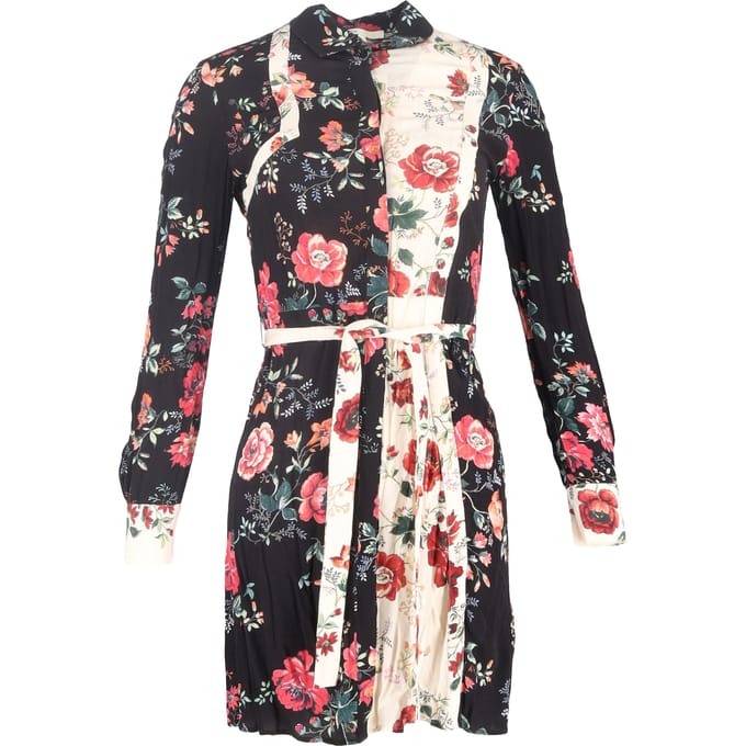 Maje Riller tweekleurige overhemdjurk van viscose met bloemenprint