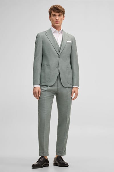 Modulaire pantalon Luis met linnenaandeel, groen
