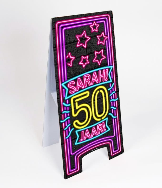 Sarah Warning Sign 50 jaar Neon 62,5cm