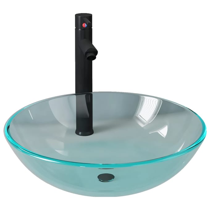 vidaXL - Wastafel - met - kraan - en - pop-up - afvoer - gehard - glas - transparant