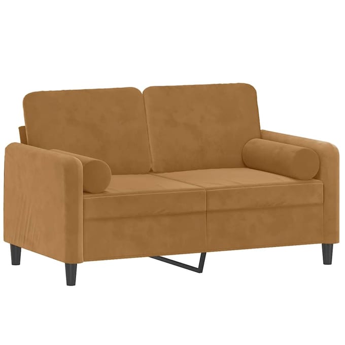 vidaXL - Tweezitsbank - met - sierkussens - 120 - cm - fluweel - bruin