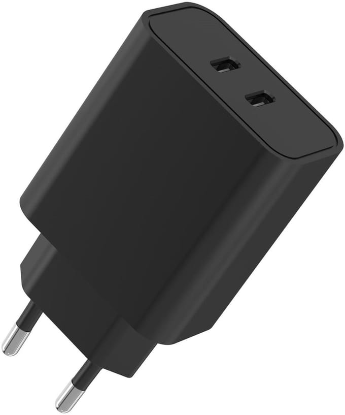 Ntech USB C Adapter 2 poorten - USB C Oplader 35w Zwart - Snellader - USB C Adapter - USB C Lader
