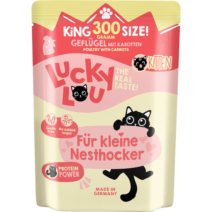 6x300g Lucky Lou Lifestage Kitten Gevogelte nat kattenvoer