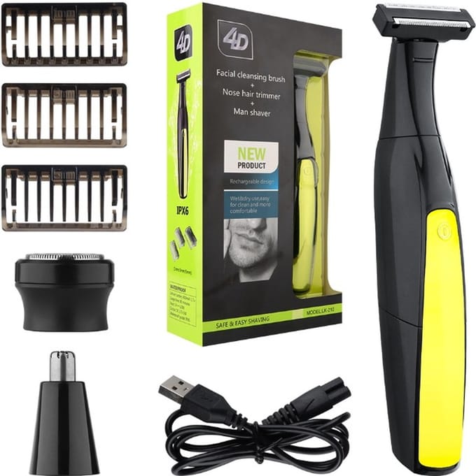 Scheerapparaat mannen- trimmer-oplaadbare baardtrimmer, waterdicht scheermes professionele haarscheermachine verzorging scheerblad (zwart)