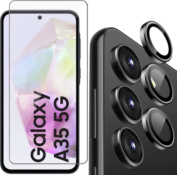 Screenprotector & Camera Protector geschikt voor Samsung Galaxy A35 - Glas