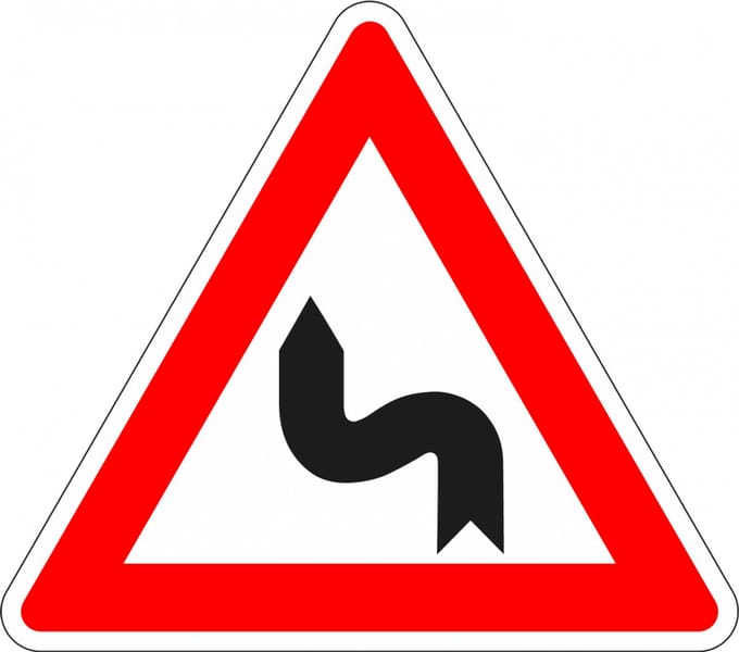 S bocht links sticker, J5 300 mm