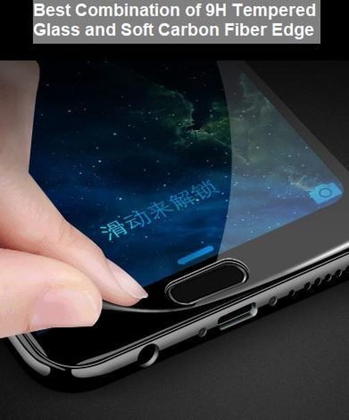 3D Full Cover 9H Screen Protector met Zachte Carbon Fiber Rand for Huawei P20 Pro _ Black
