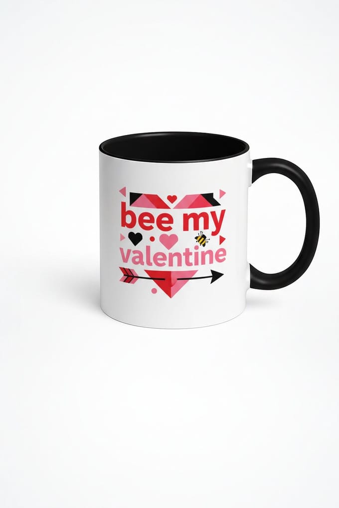 Valentijn Mok 'Bee My Valentine' met Bij en Hartjes - Romantisch Cadeau