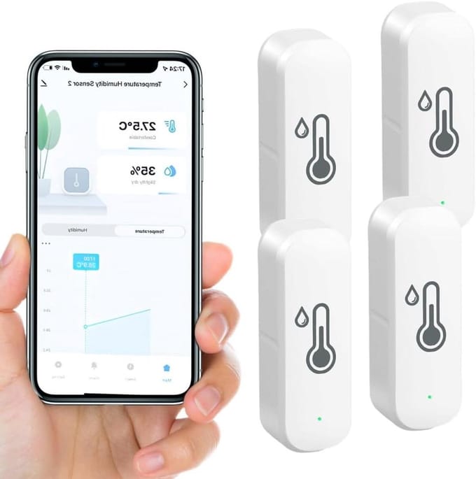 Wifi Thermo Hygrometer - Temperatuur Vochtigheid Sensor - Binnenklimaat Monitoren - App Bediening - 4 Stuks - Wit