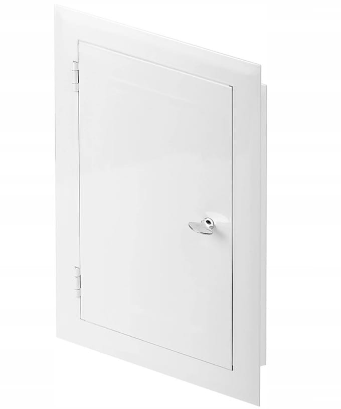 Wit Metalen Inspectieluik met Slot 15x25 cm