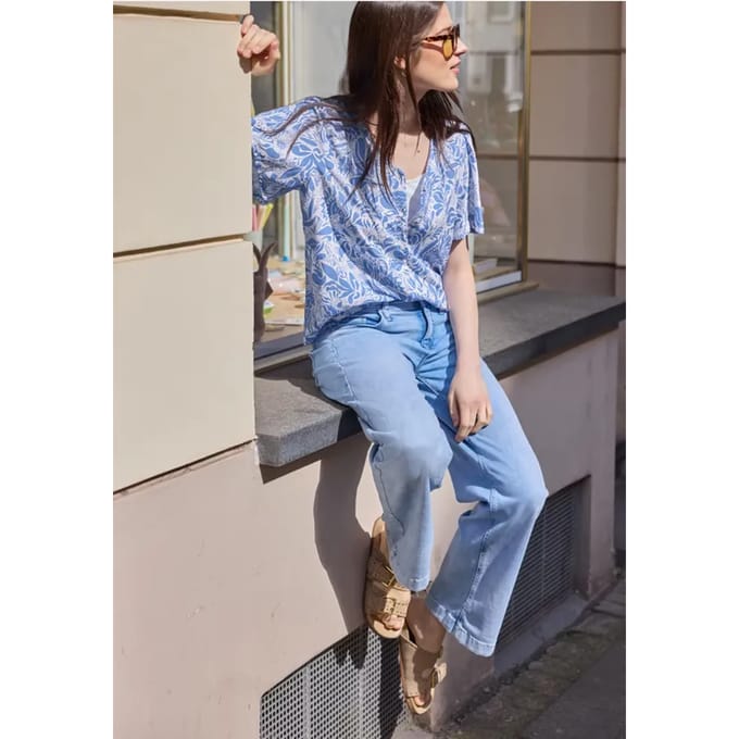 Blouse met V-hals en bloemenpatroon