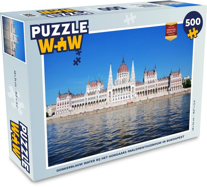 Puzzel Donkerblauw water bij het Hongaars parlementsgebouw in Boedapest - Legpuzzel - Puzzel 500 stukjes