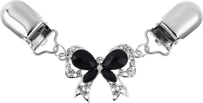 Fako Bijoux® - Vestsluiting - Vestclip - Sjaalspeld - Vestklem - Strik - Zwart