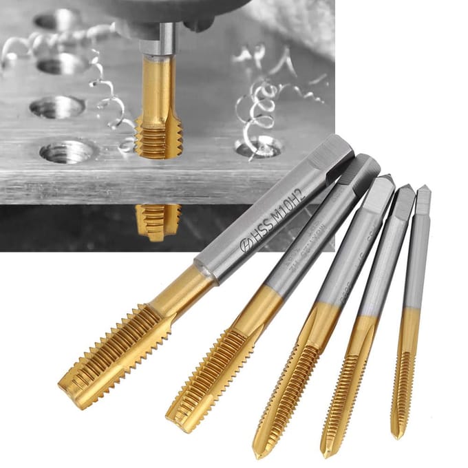 5 Pièces Taraud Machine Pointe Contenant Cobalt Acier Rapide Filetage Vis Outils à Main M4?M10 gray