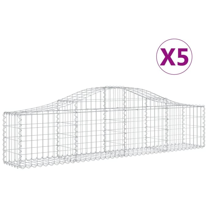 vidaXL - Schanskorven - 5 - st - gewelfd - 200x30x40/60 - cm - gegalvaniseerd - ijzer