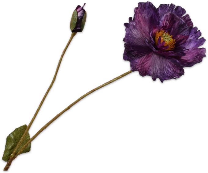Silk-ka Kunstbloem-Zijden Bloem Klaproos Tak Paars 74 cm Per 2 Stuks