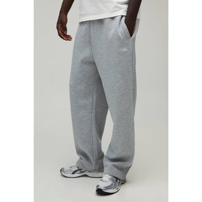 Essentiële Baggy Men's Script Joggingbroek | Grey Marl | Size 4XL