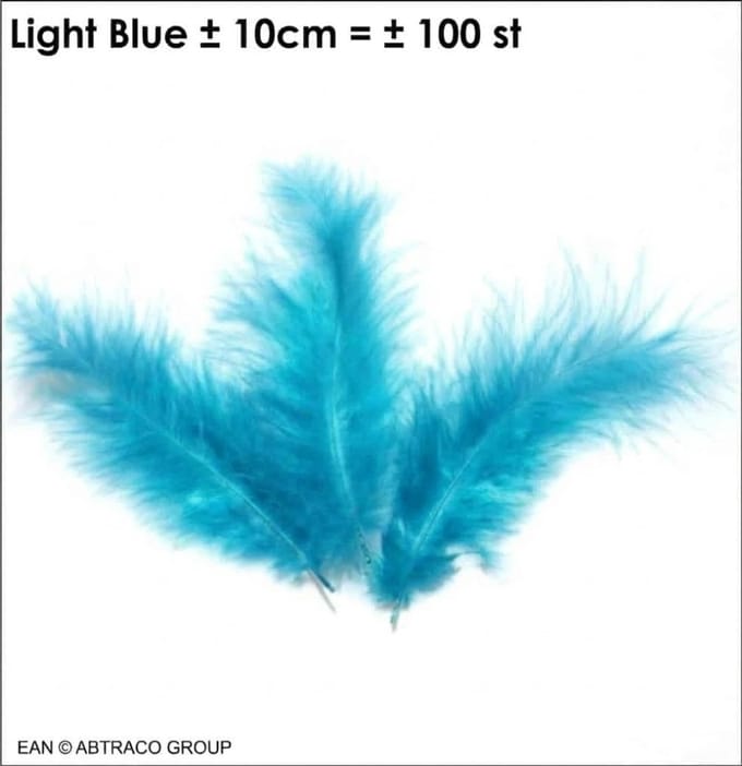 Pluim / Veertjes kleur Licht Blauw ± 100 st / ± 10cm