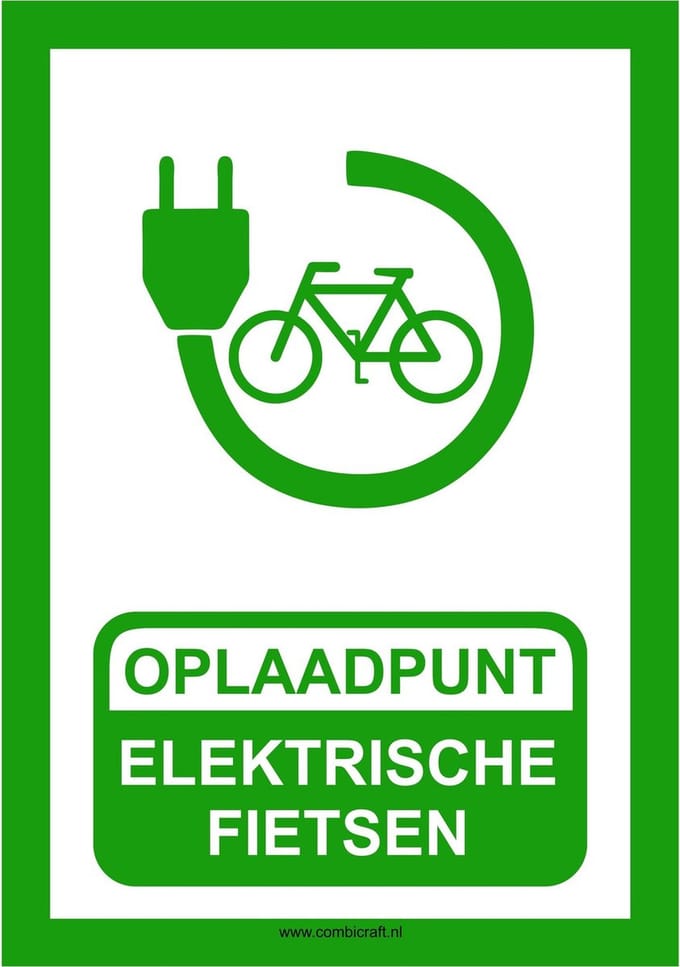 CombiCraft bord Oplaadpunt elektrische fietsen - 21x30cm