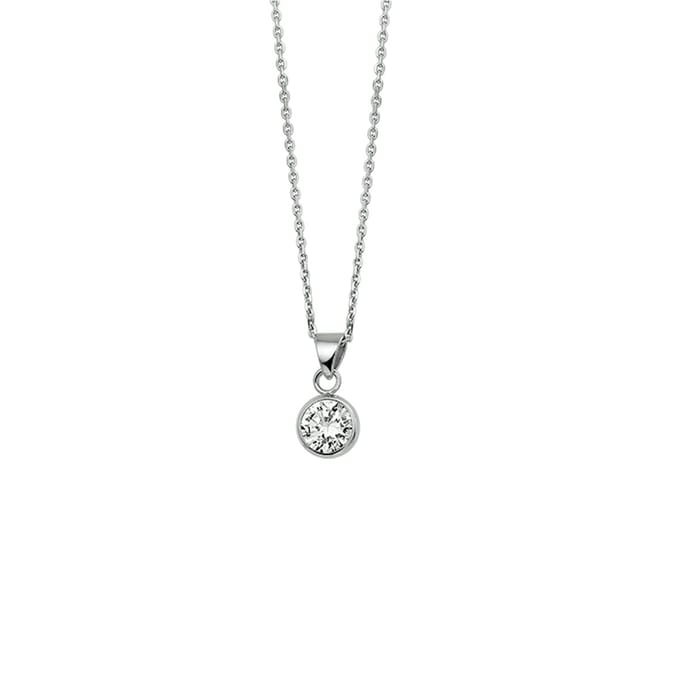 Glams ketting zirkonia 1,3 mm 41 + 4 cm - 7 mm - Zilver