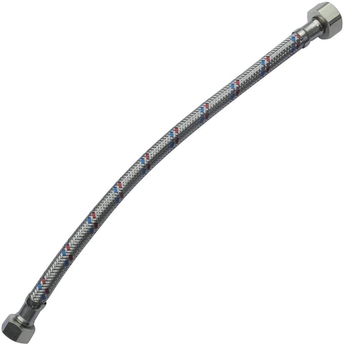 Dailygoods- Flexibele Aansluitingsslang 300mm - 1/2 inch/3/8 inch Draad - Rubber/RVS - Max. Temperatuur 90°C - Max. Druk 1 MPa - Doorlaat 32 l/min