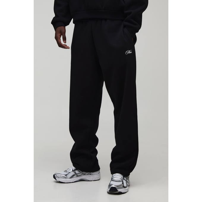 Basic Baggy Men's Script Joggingbroek | Black | Size Large