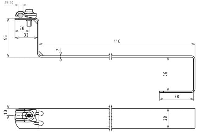 Dehn Dakgeleiderhouder St Tzn Voor Rd 6-10mm L 410mm - 202080