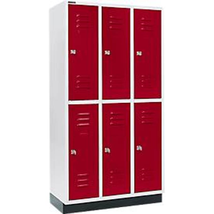 Schäfer Shop Select Kledinglocker, met 3 x 2 compartimenten, 300 mm, met fitting, cilinderslot, Deur robijnrood