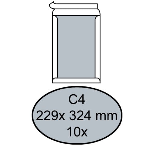 Quantore Bordrug Envelop C4 229x324mm, Zelfklevend, Wit, 10 stuks