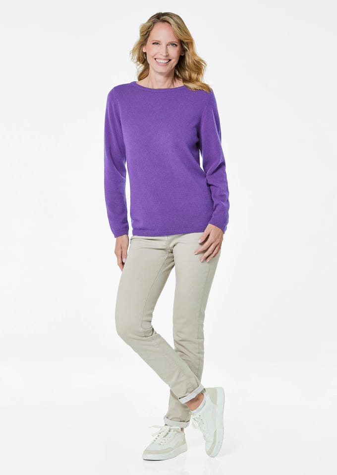 Pullover van kasjmier met boothals - paars - Gr. 38 van Goldner Fashion