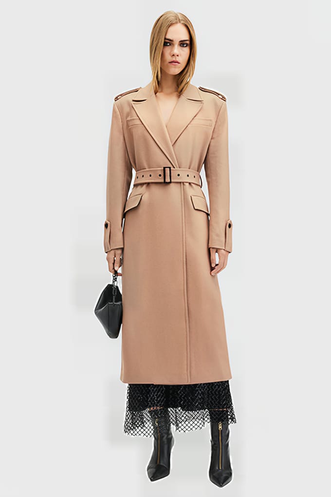 AllSaints Augusta Coat Camel Brown Größe: 12 | Trench Coats Outlet | Damen | Braun